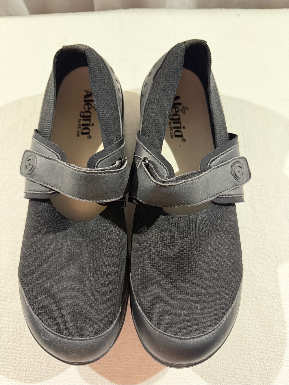 Alegria Black Gray Slip-On Mary Jane Mules